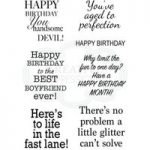 Woodware Clear Stamp Set Aged to Perfection Sentiments | Set of 7