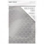 Craft Perfect by Tonic Studios A4 Foiled Kraft Card Silver Damask | 5 Sheets