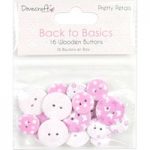 Dovecraft Wooden Buttons Back to Basics Pretty Petals | Pack of 16