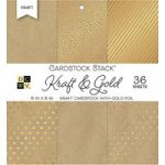 DCWV Cardstock Stack with Foil 6in x 6in Kraft & Gold | 36 Sheets