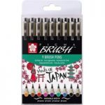 Sakura Pigma Brush Pen Set Assorted Colour | Pack of 9