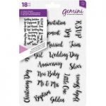 Gemini A6 Stamp Set Wedding & Baby Sentiments | Set of 18
