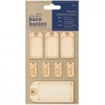 Papermania Bare Basics Wooden Adhesive Shapes – Tags (Pack of 8)