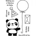 Woodware Polymer Stamp Panda Birthday with Sentiments Clear Set of 8 | 10.5cm x 17.5cm