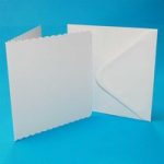 Craft UK 8in x 8in Card Blanks & Envelopes Scalloped Edged White | Pack of 25