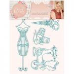 Crafter’s Companion Sara Signature Collection A6 Acrylic Stamp Thread & Thimble Set of 5 Sew Lovely