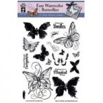 Hot Off The Press Silicone Stamp Set 1-2-3 Watercolour Butterflies | Set of 17
