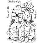 Woodware Polymer Stamp Small Daisy Jar with Sentiments Clear Set of 4 | 10.5cm x 17.5cm