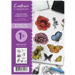 Crafter’s Companion A6 Unmounted Rubber Stamp Set Blooms & Butterflies | Set of 9
