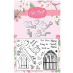 Apple Blossom Birds and Flourishes Die and Stamp Set | Set of 23