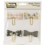 Simple Stories Paper Bow Decoration Clips Spring Farmhouse | Pack of 4