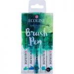 Ecoline Brush Pen Marker Set Green Blue | Set of 5