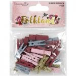 Dovecraft Premium Folkland Mini Wooden Pegs | Pack of 35