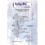 IndigoBlu A6 Red Rubber Stamp Fandangle Feathers by Kay Halliwell-Sutton