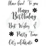 Woodware Clear Stamp Set Scripted Wishes Sentiments | Set of 10