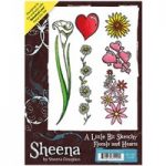 Sheena Douglass A Little Bit Sketchy A6 Rubber Stamp Set Florals and Hearts | Set of 6