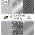 DCWV Cardstock Mat Stack 6in x 6in Solid Silvers Glitter & Foil | 18 Sheets
