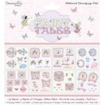 Dovecraft Premium Fairy Tales Glittered Decoupage Pad 8in x 8in FSC | 24 Sheets