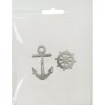 CraftStash Metal Hot Foil Stamp Ship’s Anchor & Wheel | Set of 2