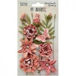 49 & Market Vintage Shades Cluster Flowers 13/Pkg-Cerise