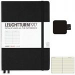 Leuchtturm1917 Black Medium Notebook & Pen Loop Bundle | Ruled