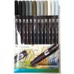Tombow ABT Dual Brush Pen Grey | Set of 12