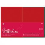 Docrafts Create Christmas 5in x 7in Cards & Envelopes Textured 240gsm Red & Green | Pack of 50