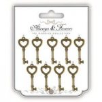 Craft Consortium Vintage Metal Key Charms Heart Set of 9 | Always & Forever