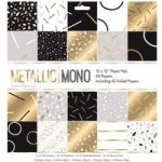 Papermania 12in x 12in Paper Pad 50 Sheets | Metallic Mono