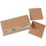 Craft UK 5inx5in Card Blanks & Envelopes Kraft | 50 pack