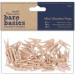 Papermania Bare Basics Mini Wooden Pegs (Pack of 50)
