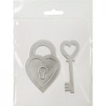 CraftStash Metal Hot Foil Stamp Heart Lock & Key | Set of 2