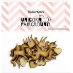 Sticker Kitten Unicorn Fairground Wooden Unicorns and Hearts | Set of 14