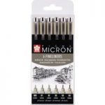 Sakura Pigma Micron Fineliner Pen Set Wallet Black | Pack of 6