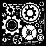 Woodware 6in x 6in Stencil Cogs